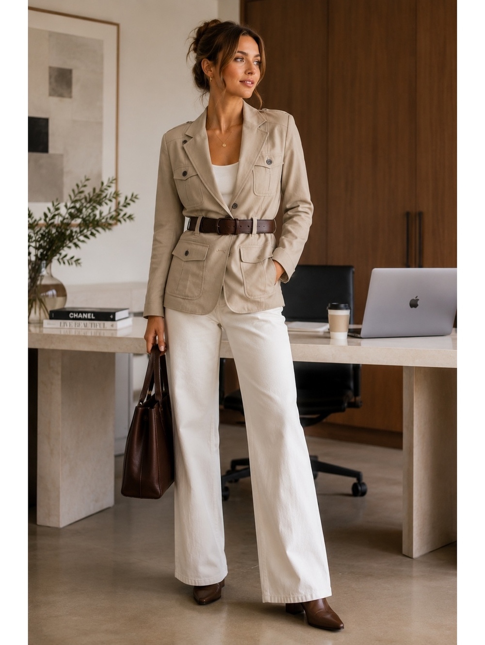 Zara Belted Utility Blazer XS Beige QuietLuxury MinimalistStyle